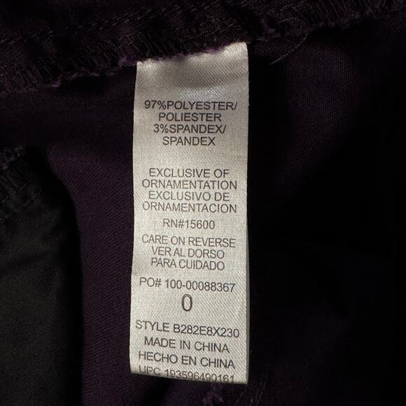 Democracy SZ 0 “Ab”solution Straight Trouser Pants Stretch Zip-Fly Pocket Purple - Picture 8 of 10